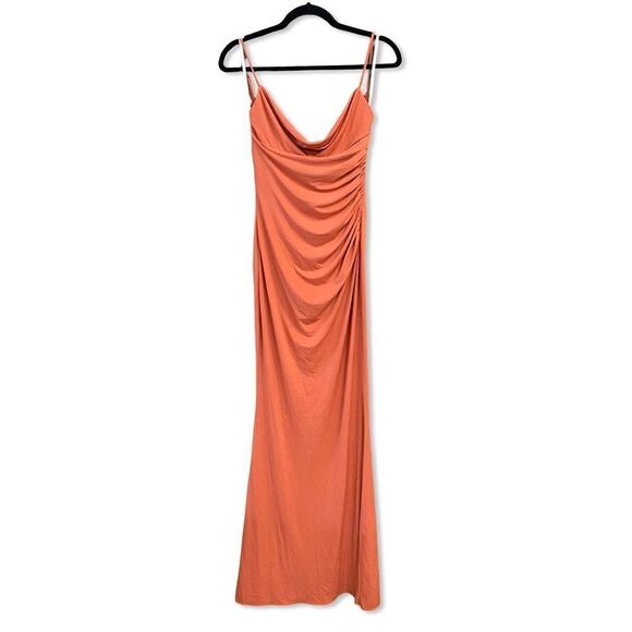Katie May Surreal Gown Rust maxi dress drape back slip wedding guest Revolve M - Picture 10 of 14